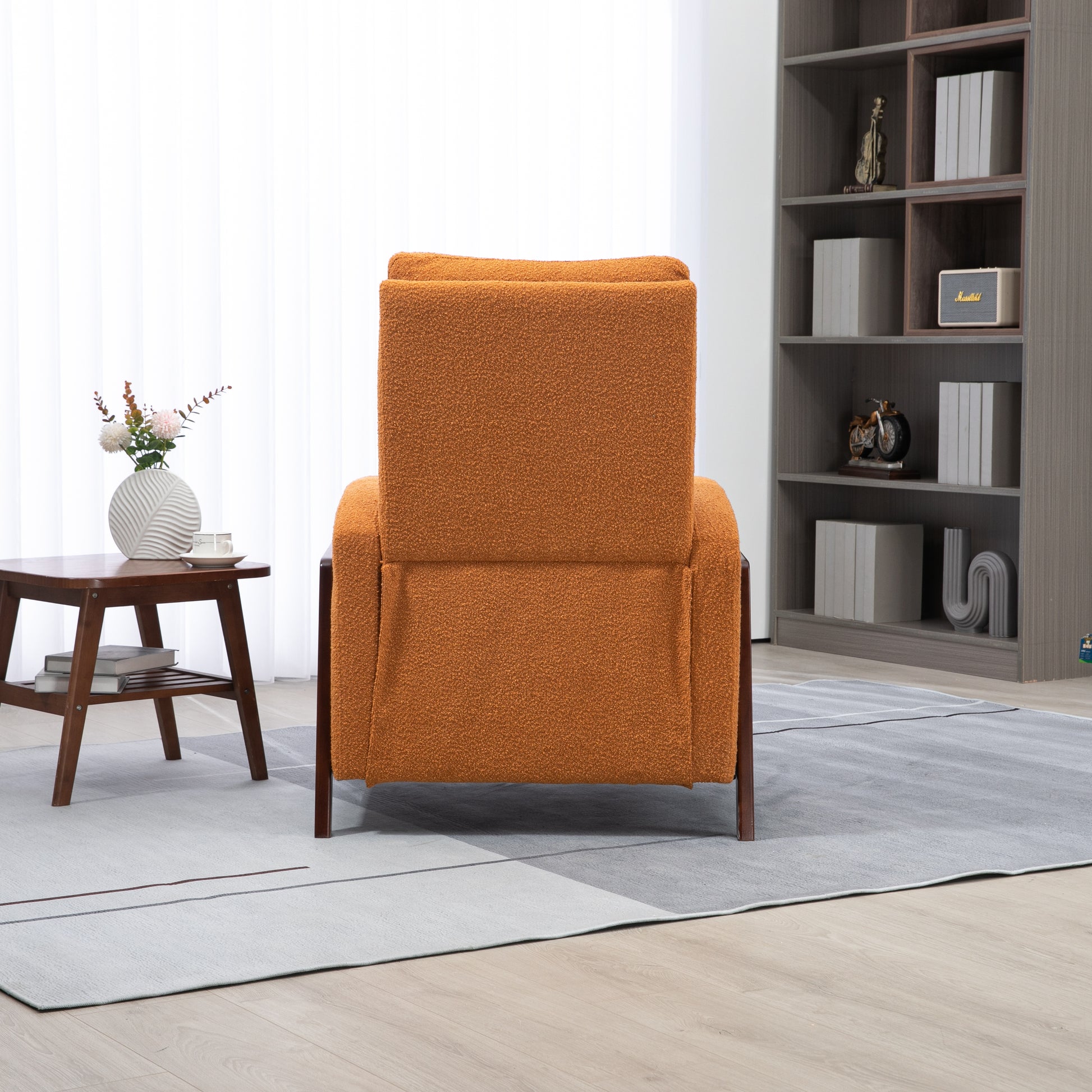 Coolmore Recliner Chair Adjustable Home Theater Single Fabric Recliner Sofa Furniture With Thick Seat Cushion And Backrest Modern Living Room Recliners Orange Boucle