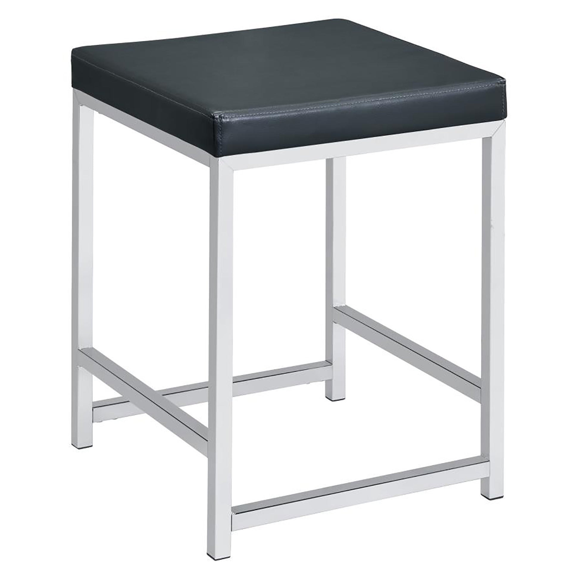 Dark Grey Upholstered Square Vanity Stool Dark Gray Vanity Stools Faux Leather Bedroom Square Grey Contemporary,Modern Backless Foam Faux Leather