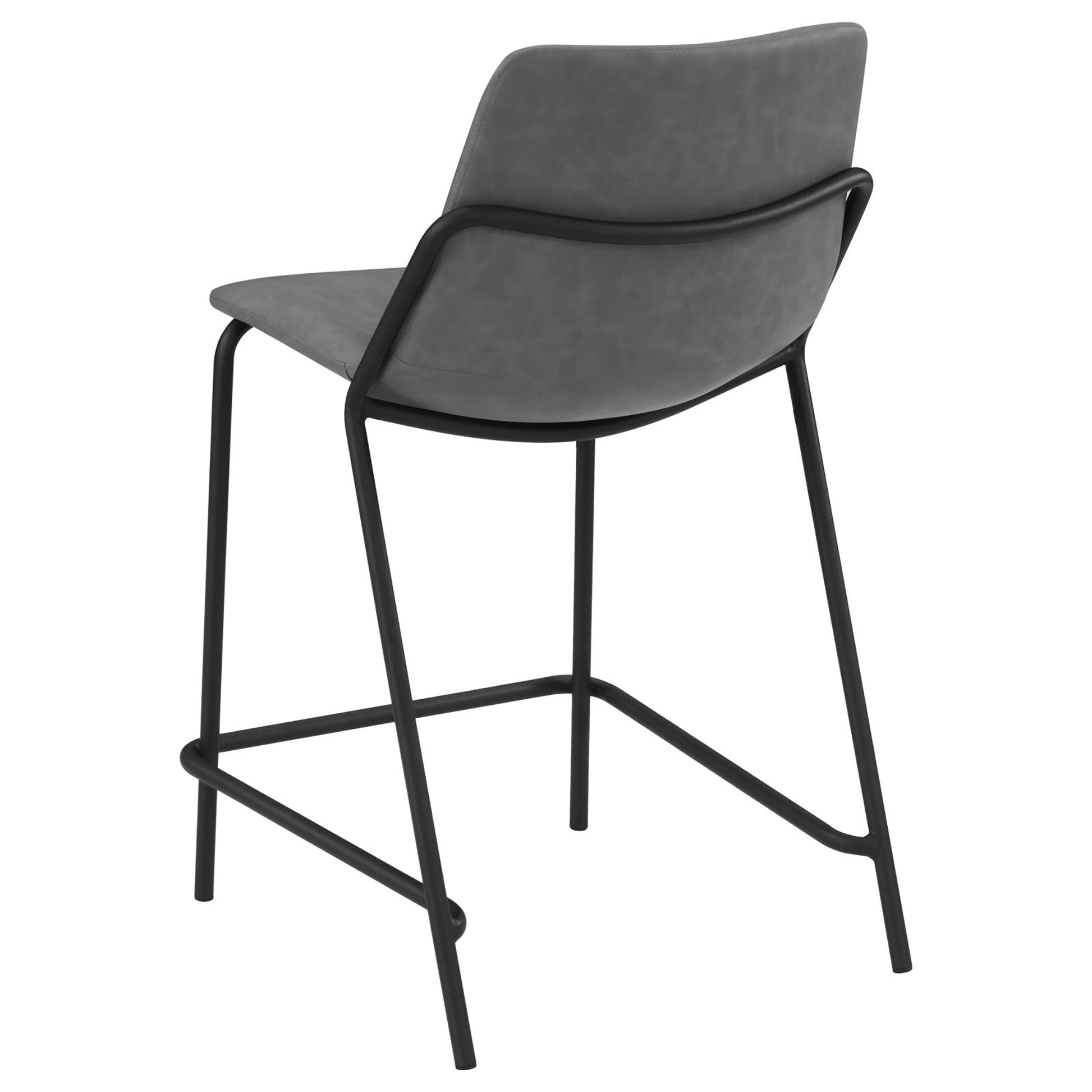 Grey And Black Counter Height Stools With Footrest Set Of 2 Solid Grey Black Dining Room Spot Clean Industrial Bar Stools Solid Back Foam Faux Leather