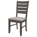 Grey And Dark Grey Padded Seat Side Chairs Set Of 2 Solid Grey Gray Dining Room Foam Spot Clean Transitional Side Chair Rubberwood Ladder Back Wood