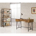 Antique Nutmeg And Black 4 Shelf Bookcase 4 Brown Brown Standard Vertical Office Open Back Wood Farmhouse,Rustic Wood