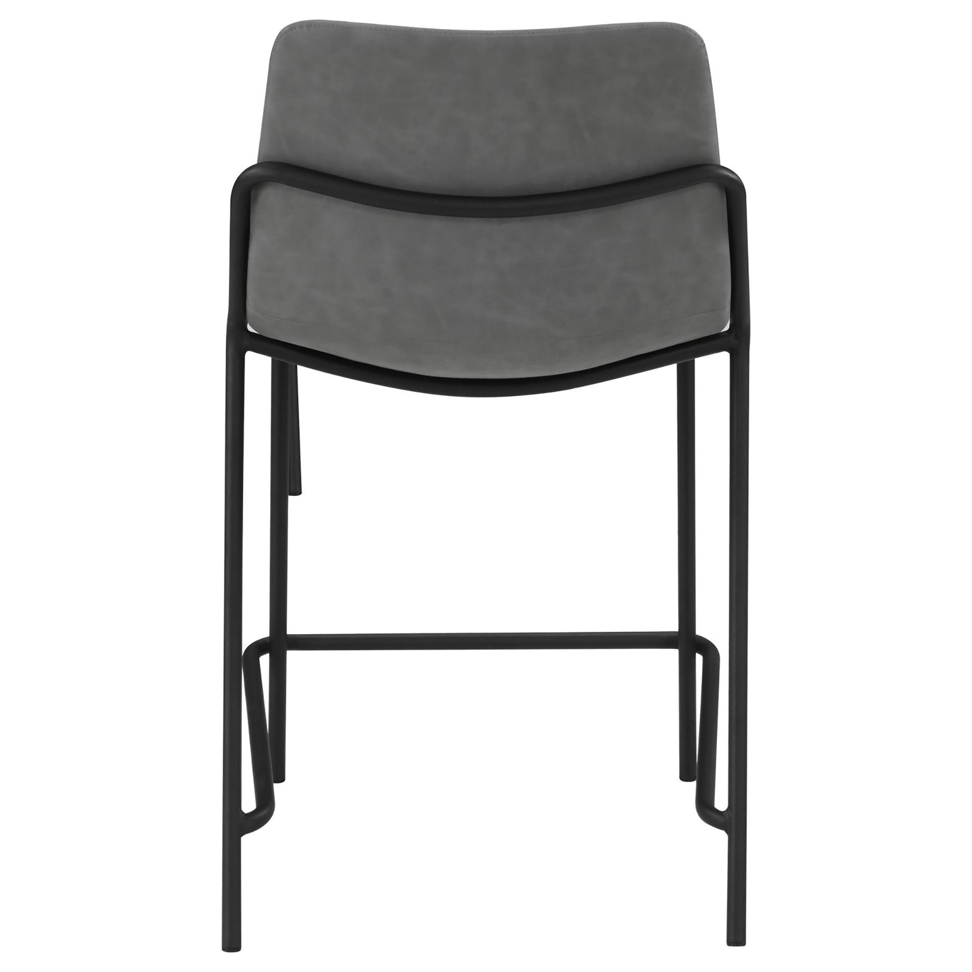 Grey And Black Counter Height Stools With Footrest Set Of 2 Solid Grey Black Dining Room Spot Clean Industrial Bar Stools Solid Back Foam Faux Leather