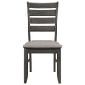 Grey And Dark Grey Padded Seat Side Chairs Set Of 2 Solid Grey Gray Dining Room Foam Spot Clean Transitional Side Chair Rubberwood Ladder Back Wood