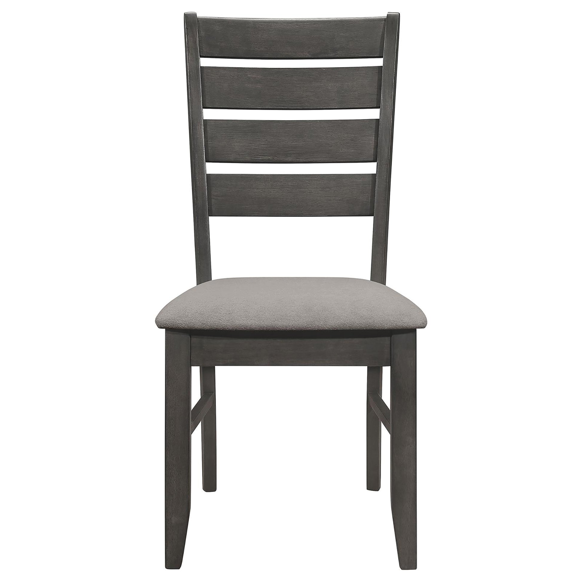 Grey And Dark Grey Padded Seat Side Chairs Set Of 2 Solid Grey Gray Dining Room Foam Spot Clean Transitional Side Chair Rubberwood Ladder Back Wood