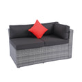 5 Pieces Pe Rattan Sectional Outdoor Furniture Cushioned U Sofa Set With 2 Pillow Grey Wicker Black Cushion Yes Sectional Black Grey Weather Resistant Frame Mildew Resistant Cushion Garden & Outdoor Modern Complete Patio Sets Fiber Foam And Polyester