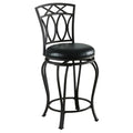 Black Swivel Counter Height Stool With Upholstered Seat Polyvinyl Chloride Solid Black Dining Room Foam Spot Clean Round Traditional Open Back Foam Metal