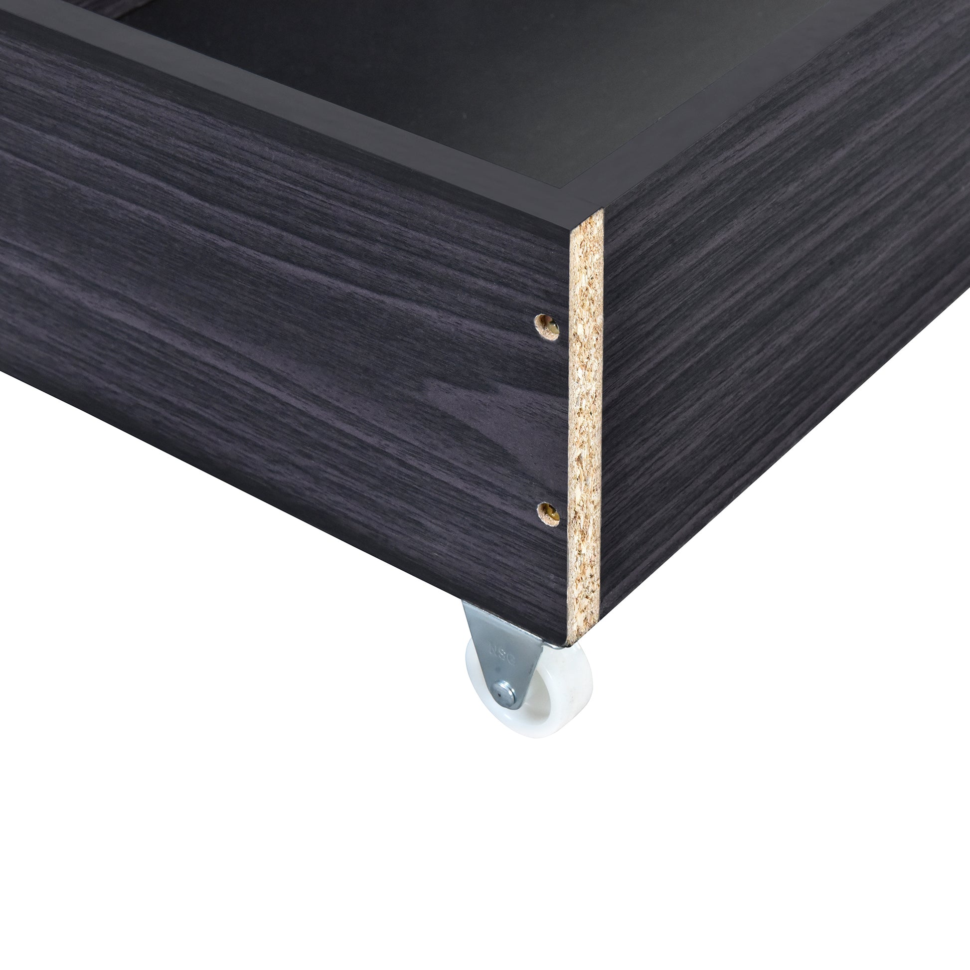 Twin Size Upholstered Platform Bed With Led Frame And 2 Drawers, Linen Fabric, Gray Gray Linen