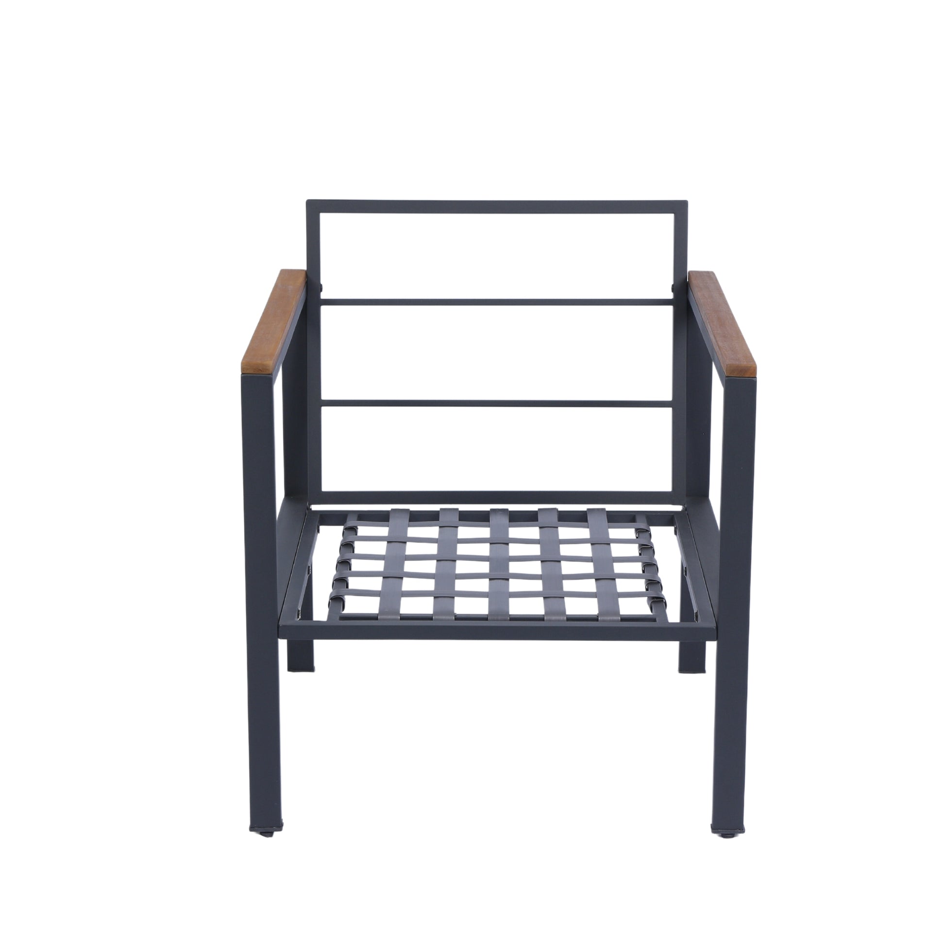 4 Piece Outdoor Sofa Set With Acacia Wood Top, Padded Patio Conversation Table Chair Set W Coffee Table For Garden, Backyard, Poolside Dark Grey Cushion Yes Complete Patio Set Dark Grey Rust Resistant Frame Mildew Resistant Cushion Garden & Outdoor