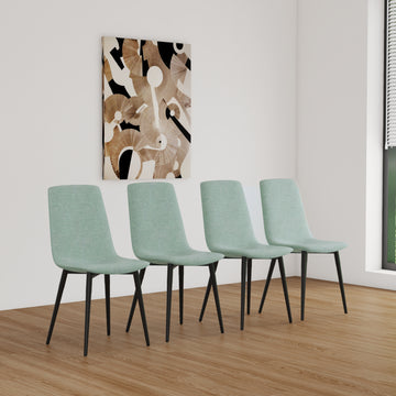 Dining Chairs Set Of 4,Modern Kitchen Dining Room Chairs,Upholstered Dining Accent Chairs In Linen Cushion Seat And Sturdy Black Metal Legs Light Green Light Green Kitchen Dining Chairs Foam Linen