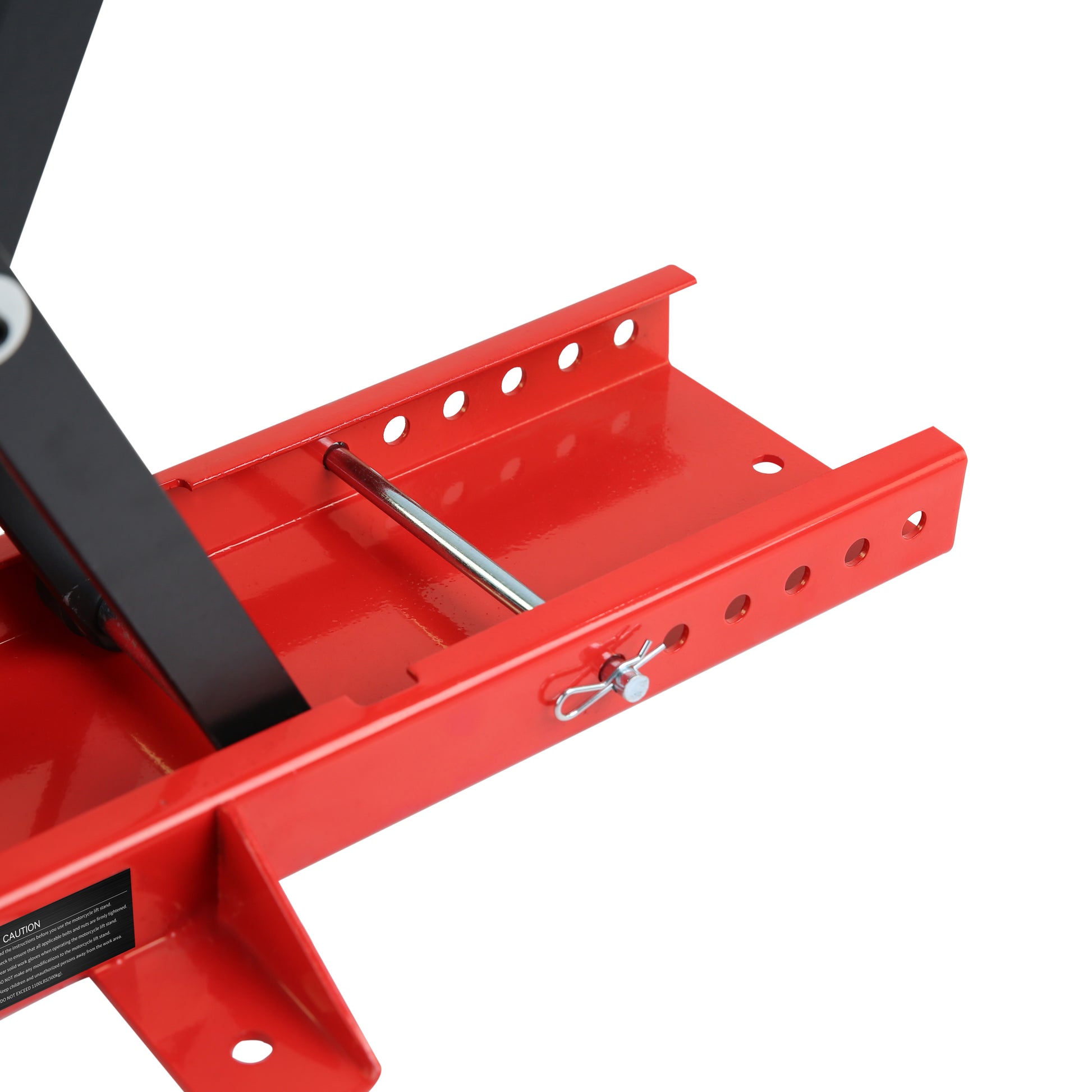 Motorcycle Center Scissor Lift Jack Hoist Stand Bikes Atvs Scooter Crank Stand With Saddle And Safety Pins 1100 Lb Red Steel