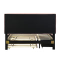 Queen Size Upholstered Platform Bed With Led Frame, With Twin Xl Size Trundle And 2 Drawers, Linen Fabric, Pink Pink Linen