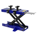 Steel Motorcycle Atv Scissor Lift Jack Crank Hoist Stand With Saddle And Safety Pins 1100 Lbs Blue Steel