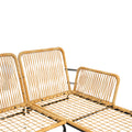 3 Pieces Outdoor Patio Wicker Furniture Sets Table And Chairs With 3.15 Inches Thick Cushion Outdoor Sofa Set Natural Yellow Wicker Creme Cushion Yes Complete Patio Set Light Yellow Rust Resistant Frame Mildew Resistant Cushion Garden & Outdoor Modern