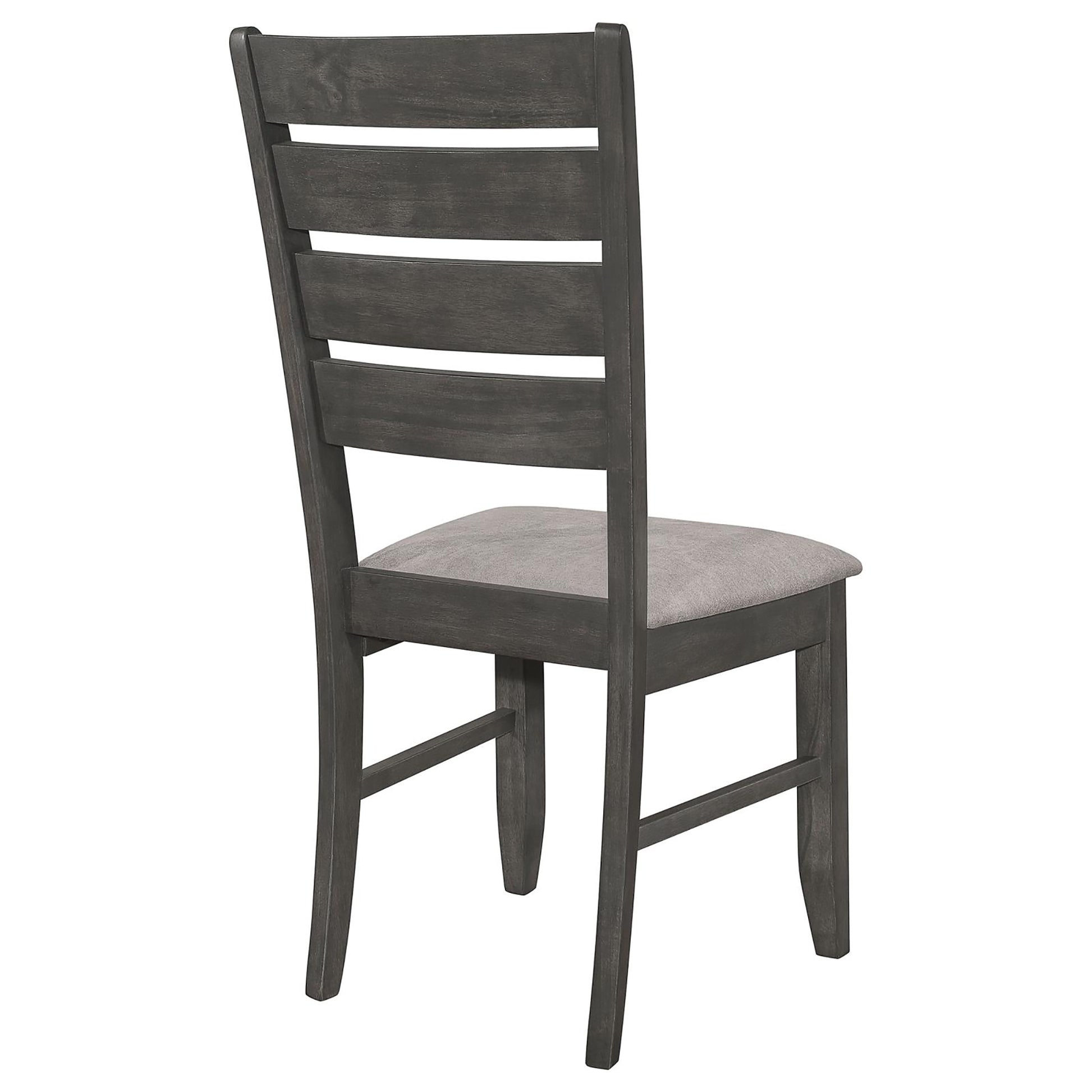 Grey And Dark Grey Padded Seat Side Chairs Set Of 2 Solid Grey Gray Dining Room Foam Spot Clean Transitional Side Chair Rubberwood Ladder Back Wood