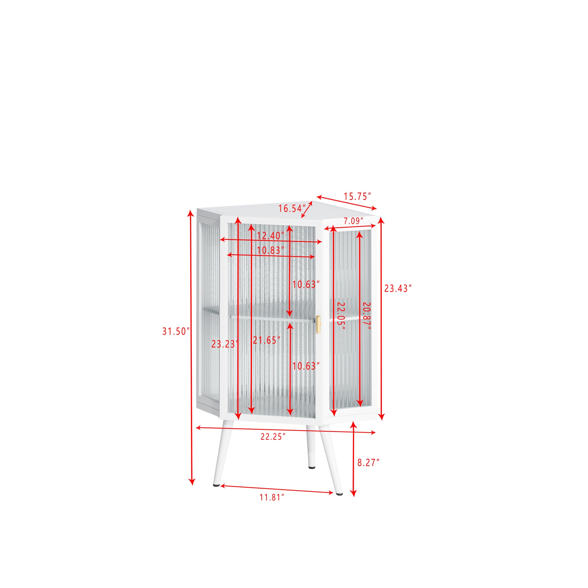 22.25 " Floor Coner Cabinet With Tempered Glass Door & Storage Shelves For Bathroom, Living Room, Bedroom White White 1 Bathroom Glass Metal