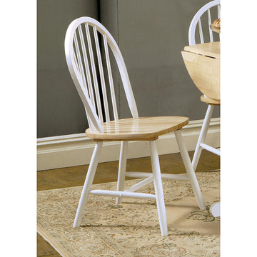 Natural Brown And White Spindle Back Side Chairs Set Of 4 Solid Natural White Dining Room Wipe Clean Farmhouse,Rustic Side Chair Rubberwood Slat Back Wood