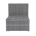 8 Piece Patio Sectional Wicker Rattan Outdoor Furniture Sofa Set With One Storage Box Under Seat And Cushion Box Grey Wicker Black Cushion Clear Glass Top Yes Complete Patio Set Black Grey Rust Resistant Frame Mildew Resistant Cushion Garden & Outdoor