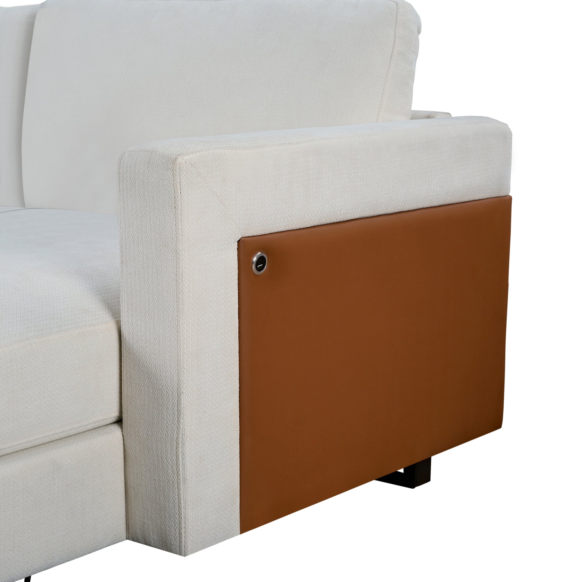 Sofa The Best Choice Products Upholstered Sectional Sofa For Families, Apartments, Dormitories, Award Rooms, Compact Space With Chaise Longue, 3 Seats, L Shaped Design, Off White Cream White Linen Dining Room Medium Soft Metal & Wood 3 Seat