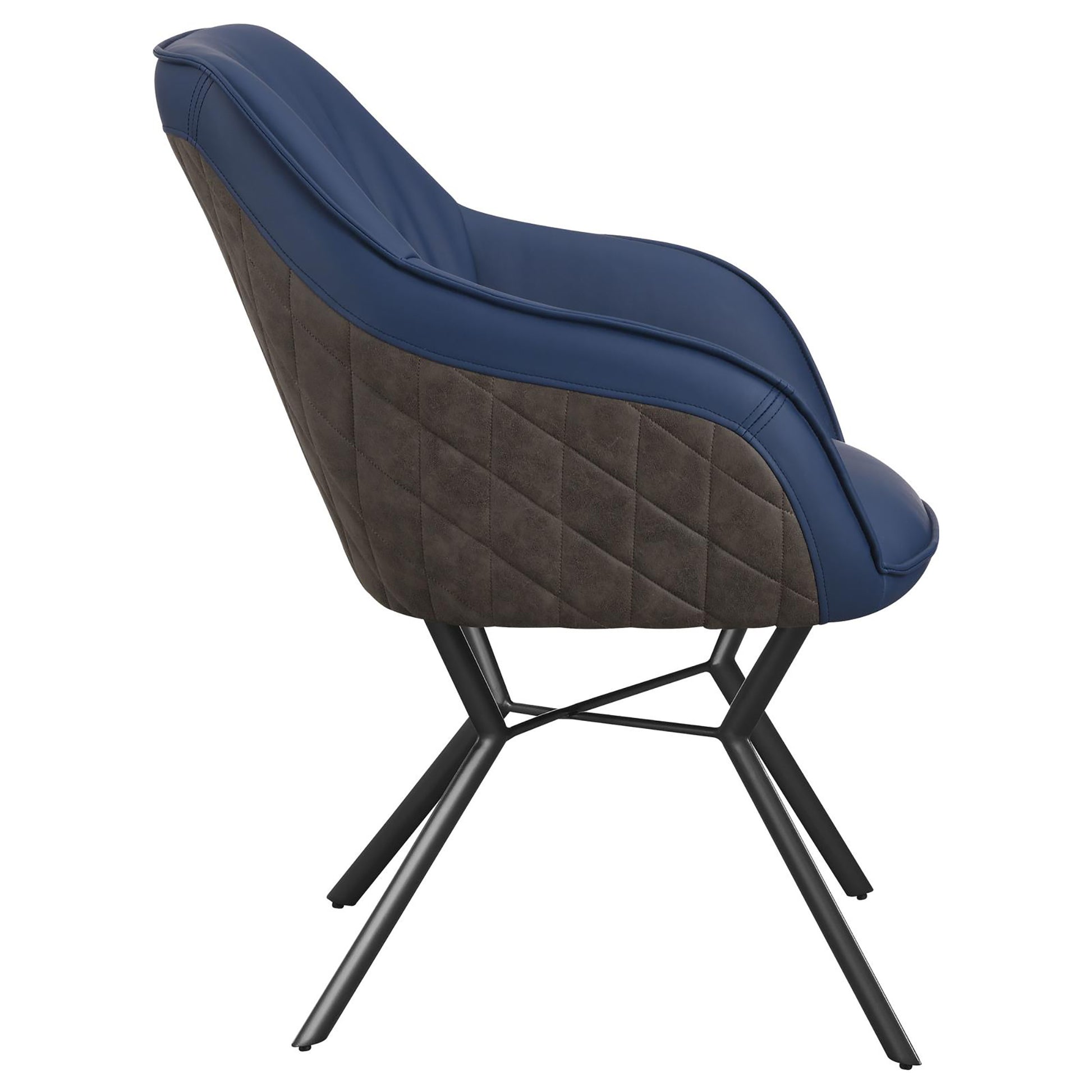 Blue And Gunmetal Upholstered Dining Chairs Set Of 2 Solid Blue Dining Room Foam Spot Clean Contemporary,Modern Side Chair Solid Back Foam Faux Leather