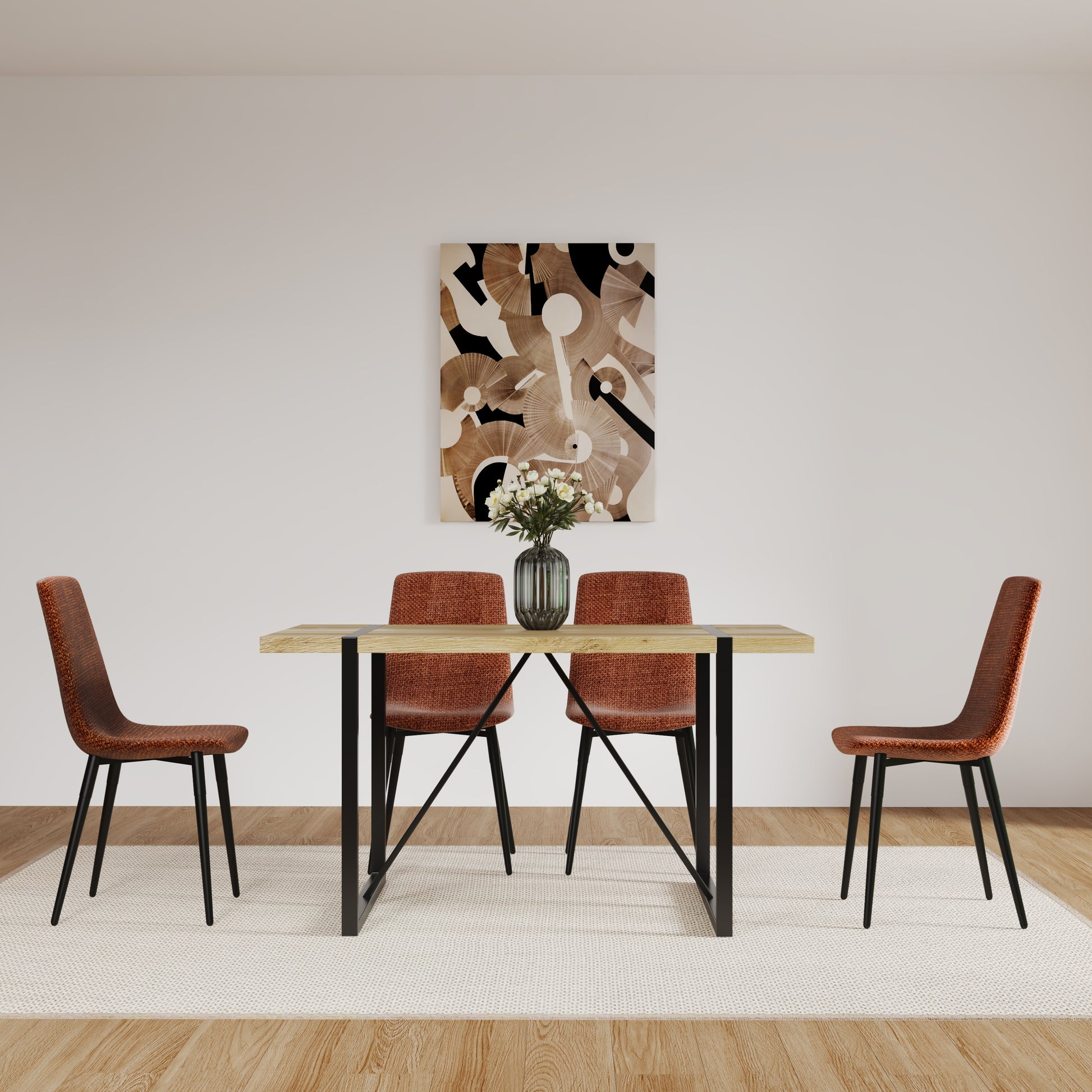 Dining Chairs Set Of 4,Modern Kitchen Dining Room Chairs,Upholstered Dining Accent Chairs In Linen Cushion Seat And Sturdy Black Metal Legs Caramel Metal Caramel Kitchen Dining Chairs Foam Linen