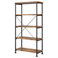 Antique Nutmeg And Black 4 Shelf Bookcase 4 Brown Brown Standard Vertical Office Open Back Wood Farmhouse,Rustic Wood