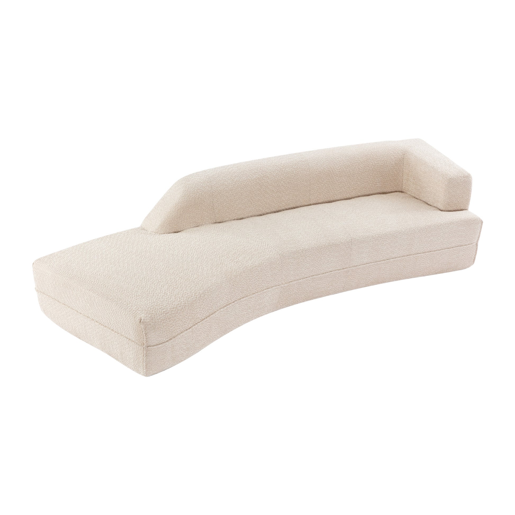 109.4" Curved Chaise Lounge Modern Indoor Sofa Couch For Living Room, Beige Old Sku:Wf313109Aaa Beige Boucle