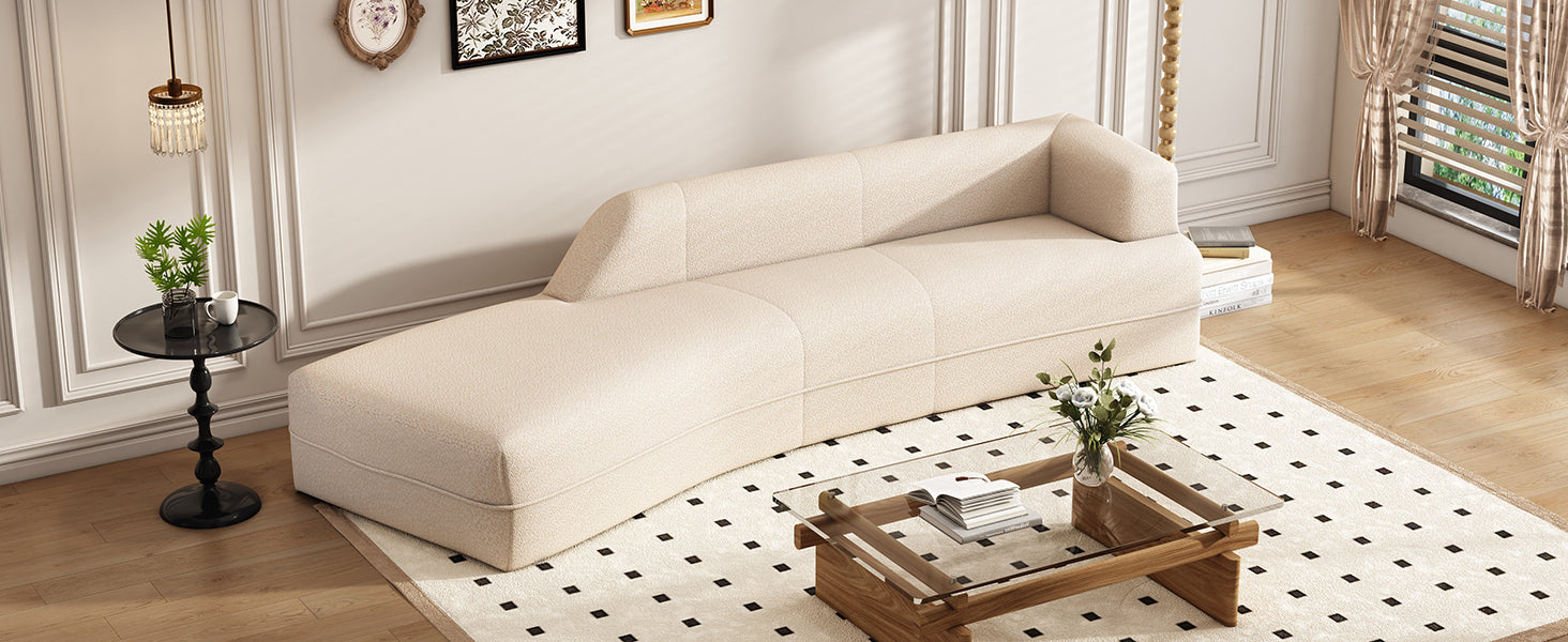 109.4" Curved Chaise Lounge Modern Indoor Sofa Couch For Living Room, Beige Old Sku:Wf313109Aaa Beige Boucle