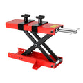 Motorcycle Center Scissor Lift Jack Hoist Stand Bikes Atvs Scooter Crank Stand With Saddle And Safety Pins 1100 Lb Red Steel