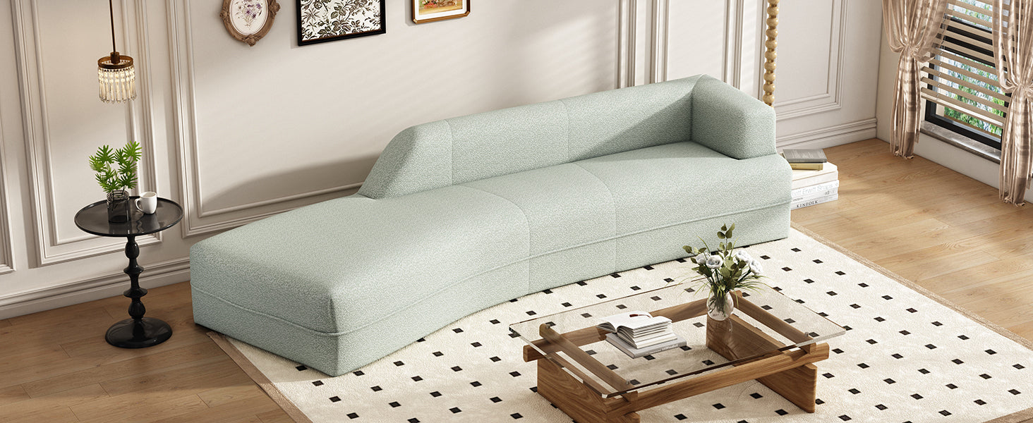 109.4" Curved Chaise Lounge Modern Indoor Sofa Couch For Living Room, Green Green Boucle