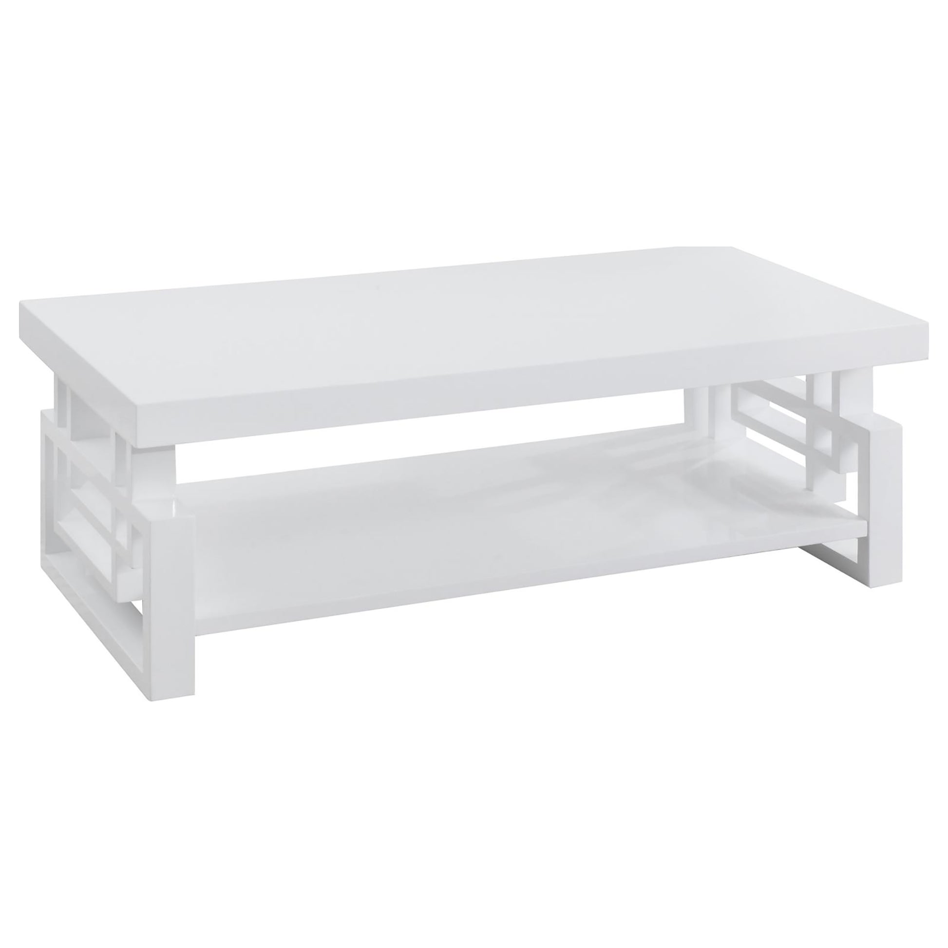 High Glossy White Rectangular Coffee Table Glossy White White Primary Living Space Contemporary,Modern Rectangular Shelves Coffee & End Tables Glossy Wood Sled