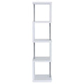 White And Chrome 4 Tier Bookcase 4 White White Geometric Vertical Office Open Back Wood Contemporary,Modern Wood Metal