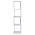 White And Chrome 4 Tier Bookcase 4 White White Geometric Vertical Office Open Back Wood Contemporary,Modern Wood Metal