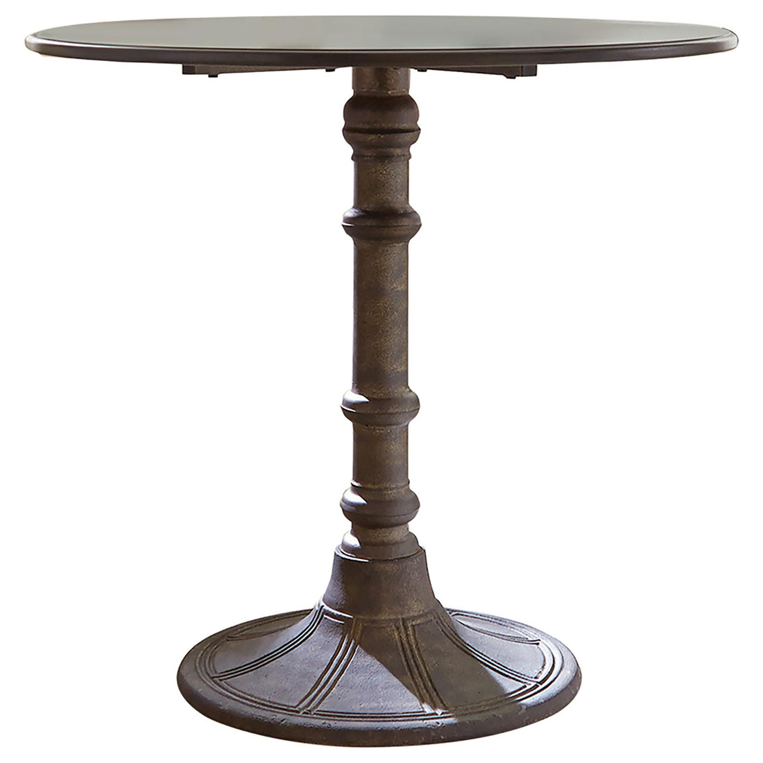 Bronze Round Dining Table Brown Brown Dining Room Industrial Round Powder Coated Kitchen & Dining Tables Metal Pedestal