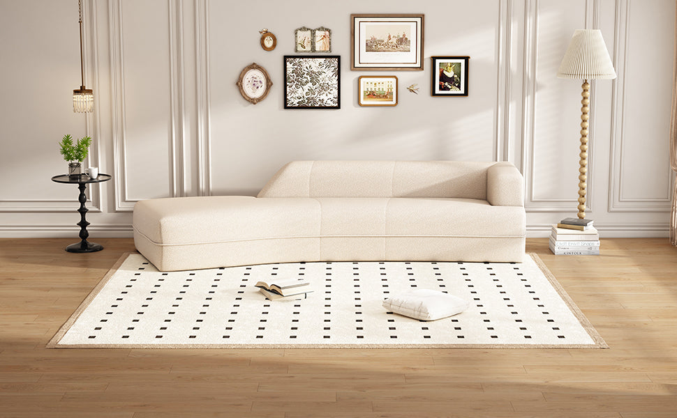 109.4" Curved Chaise Lounge Modern Indoor Sofa Couch For Living Room, Beige Old Sku:Wf313109Aaa Beige Boucle