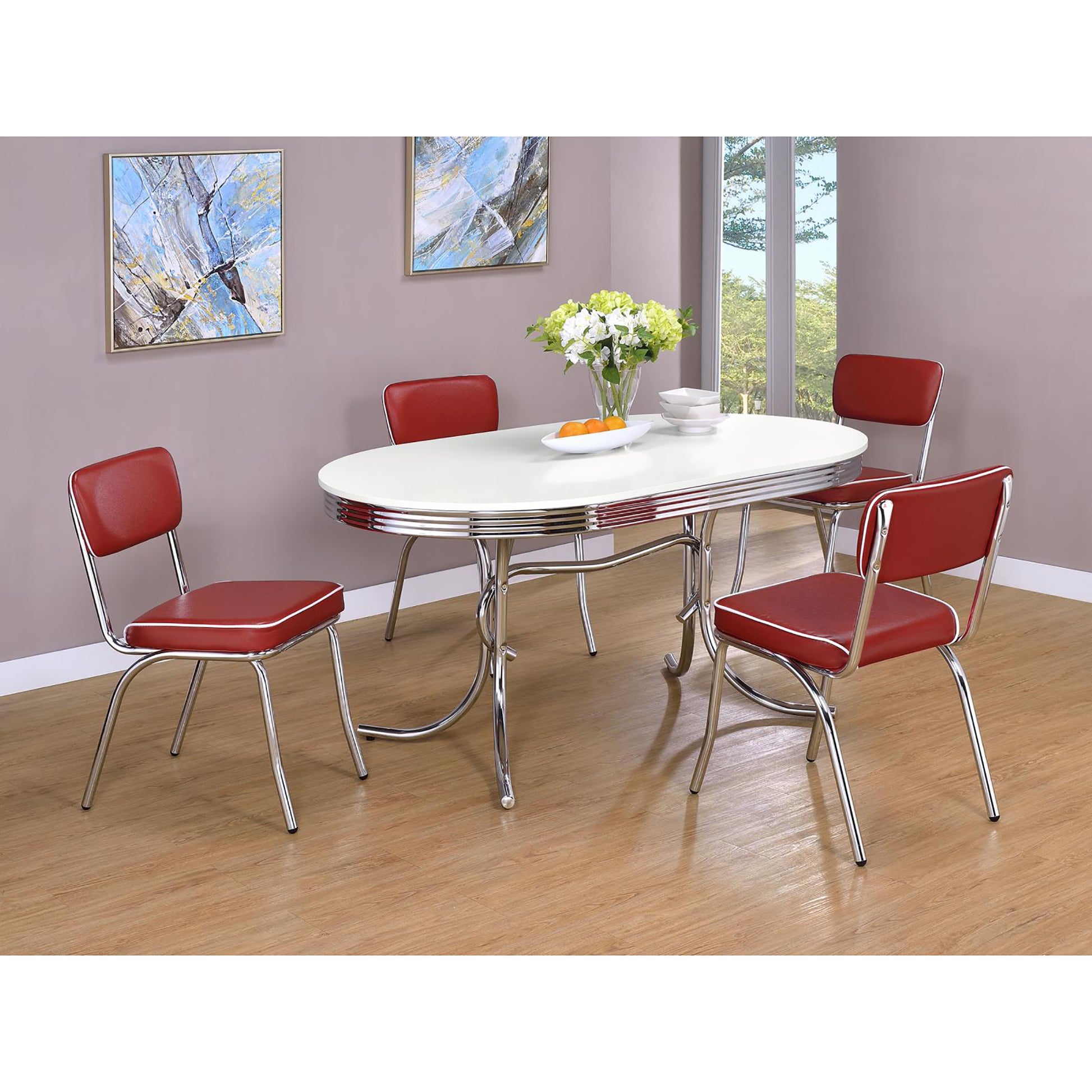 White And Chrome Oval Dining Table White Dining Room Contemporary,Modern Oval Glossy Kitchen & Dining Tables Wood