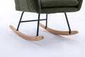 35.5 Inch Rocking Chair With Pocket, Soft Teddy Fabric Rocking Chair For Nursery, Comfy Wingback Glider Rocker With Safe Solid Wood Base For Living Room Bedroom Balcony Dark Green Dark Green Casual Foam Teddy