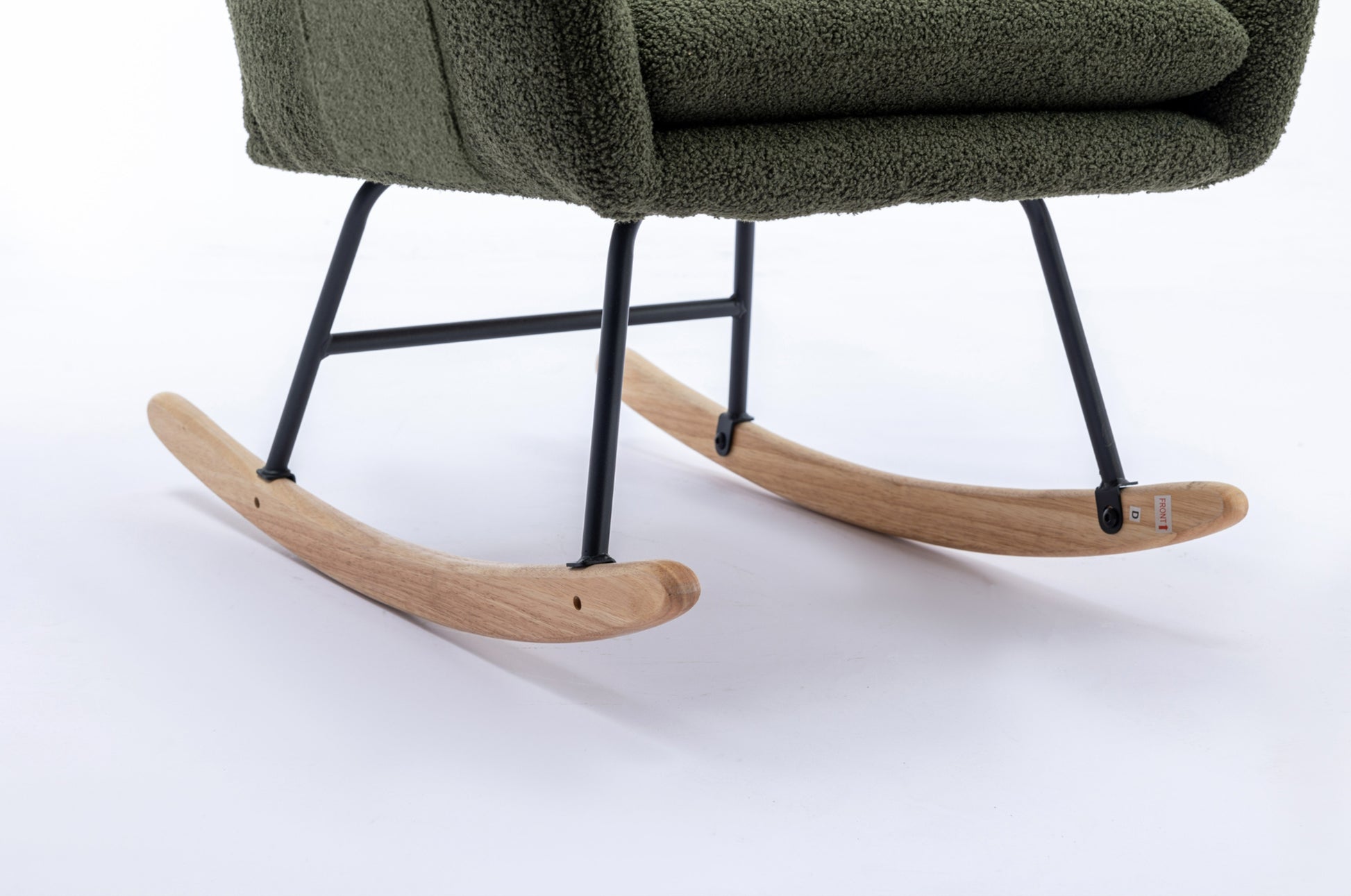 35.5 Inch Rocking Chair With Pocket, Soft Teddy Fabric Rocking Chair For Nursery, Comfy Wingback Glider Rocker With Safe Solid Wood Base For Living Room Bedroom Balcony Dark Green Dark Green Casual Foam Teddy