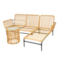 3 Pieces Outdoor Patio Wicker Furniture Sets Table And Chairs With 3.15 Inches Thick Cushion Outdoor Sofa Set Natural Yellow Wicker Creme Cushion Yes Complete Patio Set Light Yellow Rust Resistant Frame Mildew Resistant Cushion Garden & Outdoor Modern