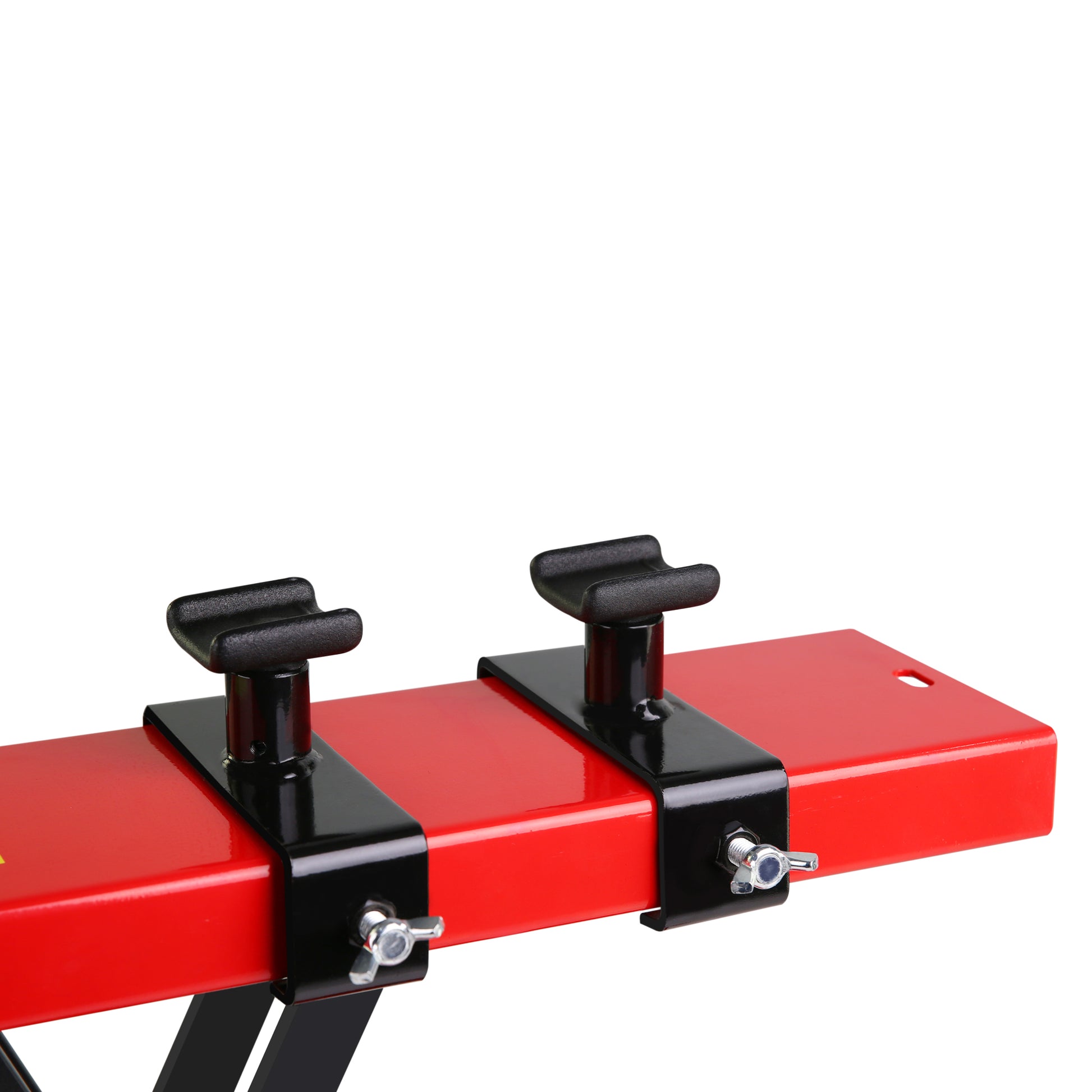 Motorcycle Center Scissor Lift Jack Hoist Stand Bikes Atvs Scooter Crank Stand With Saddle And Safety Pins 1100 Lb Red Steel