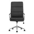 Black And Chrome Upholstered Office Chair With Casters Solid Black Office Foam Spot Clean Contemporary,Modern Office Chairs Solid Back Foam Casters Faux Leather