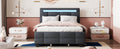 Full Size Upholstered Platform Bed With Led Frame And 4 Drawers, Linen Fabric, Gray Gray Linen