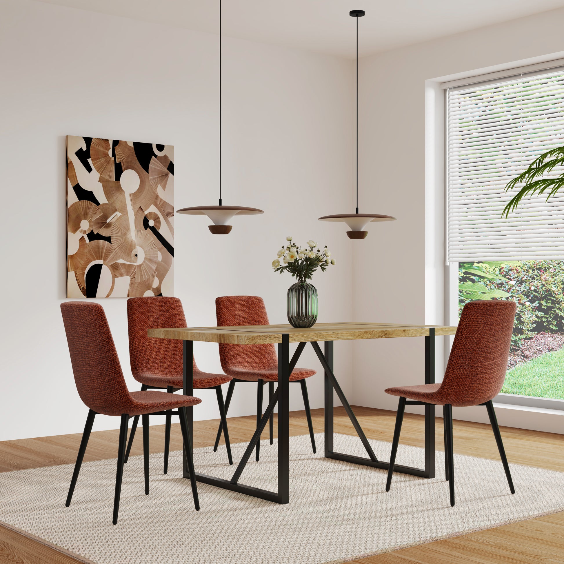 Dining Chairs Set Of 4,Modern Kitchen Dining Room Chairs,Upholstered Dining Accent Chairs In Linen Cushion Seat And Sturdy Black Metal Legs Caramel Metal Caramel Kitchen Dining Chairs Foam Linen