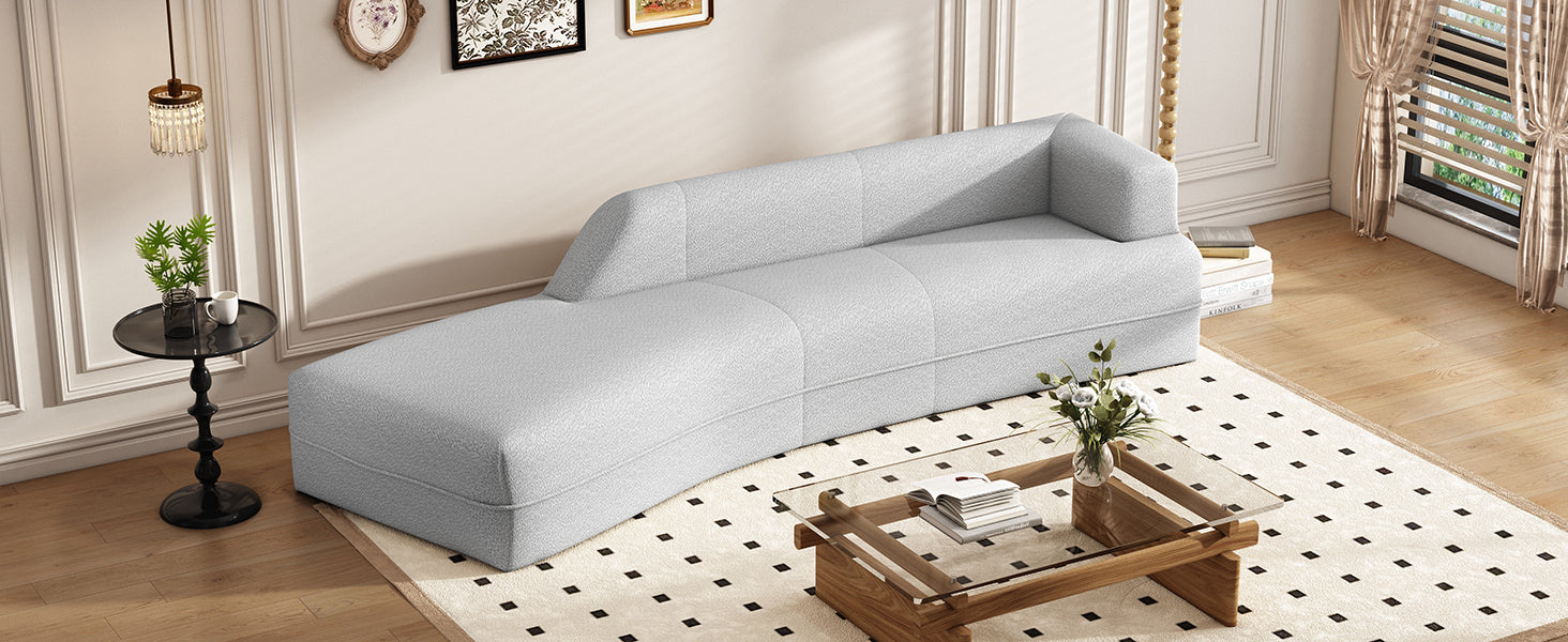 109.4" Curved Chaise Lounge Modern Indoor Sofa Couch For Living Room, Grey Grey Boucle