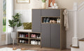 2 In 1 Shoe Storage Bench & Shoe Cabinets, Multi Functional Shoe Rack With Padded Seat, Versatile Shoe Storage Solution With Adjustable Shelves For Hallway, Grey 5 Or More Spaces Dark Grey Primary Living Space Adjustable Shelves Particle Board