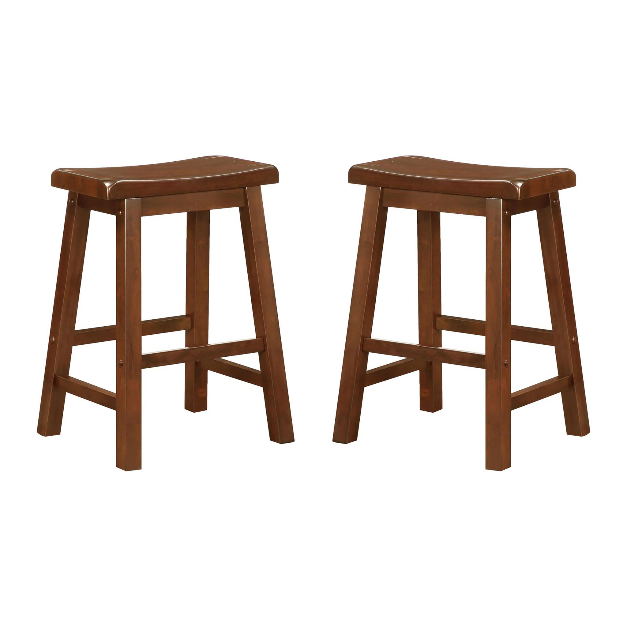 Chestnut Counter Height Stools Set Of 2 Solid Brown Brown Dining Room Wipe Clean Transitional Rubberwood Wood