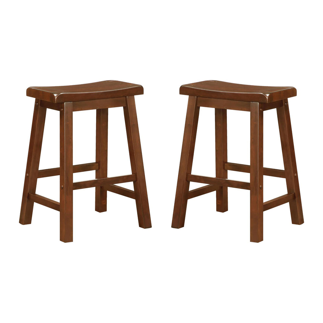 Chestnut Counter Height Stools Set Of 2 Solid Brown Brown Dining Room Wipe Clean Transitional Rubberwood Wood