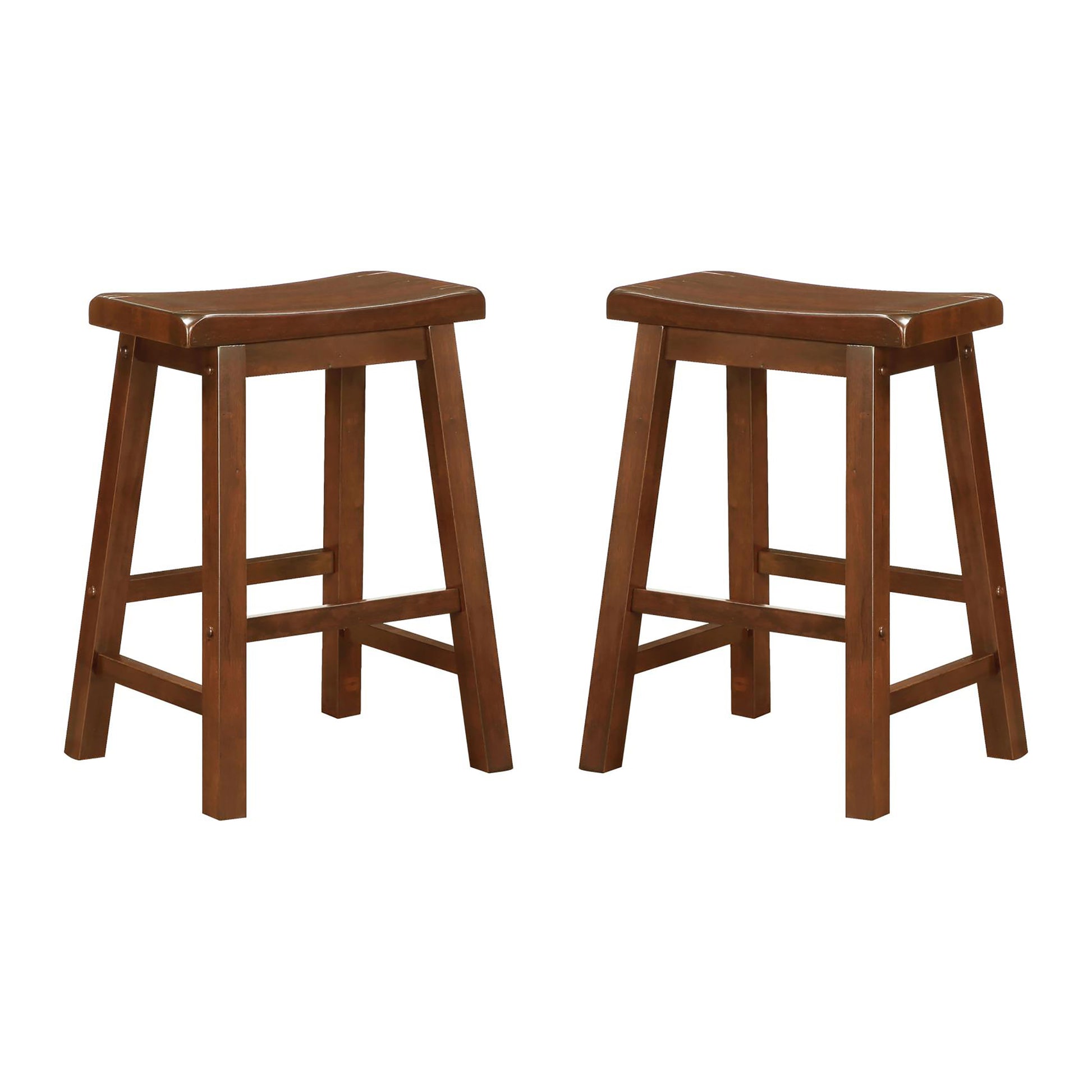 Chestnut Counter Height Stools Set Of 2 Solid Brown Brown Dining Room Wipe Clean Transitional Rubberwood Wood