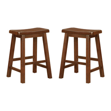 Chestnut Counter Height Stools Set Of 2 Solid Brown Brown Dining Room Wipe Clean Transitional Rubberwood Wood