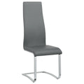 Grey And Chrome High Back Side Chairs Set Of 4 Solid Grey Dining Room Foam Spot Clean Contemporary,Modern Side Chair Solid Back Foam Faux Leather