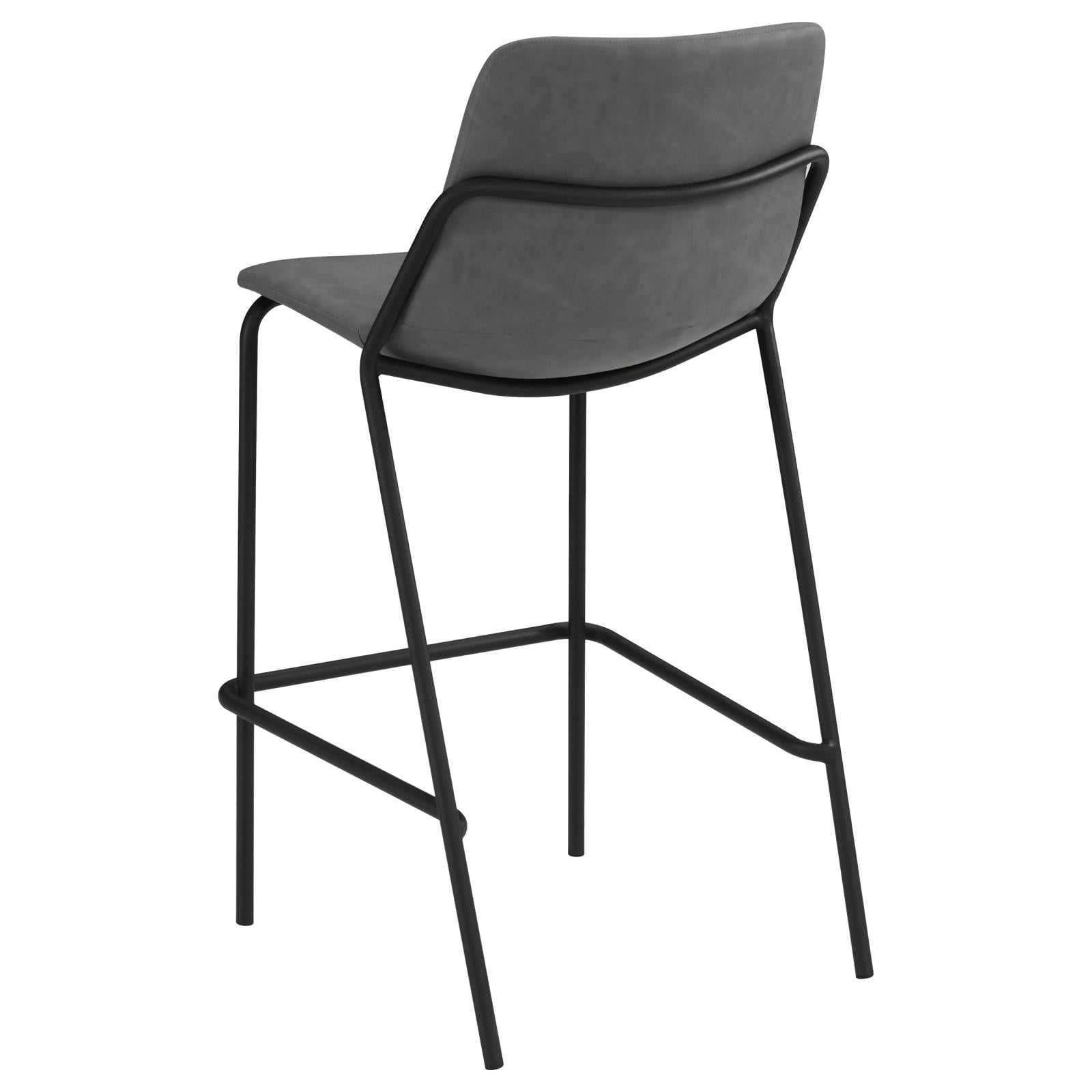 Grey And Black Bar Stools Set Of 2 With Footrest Solid Grey Dining Room Foam Spot Clean Industrial Bar Stools Solid Back Foam Faux Leather